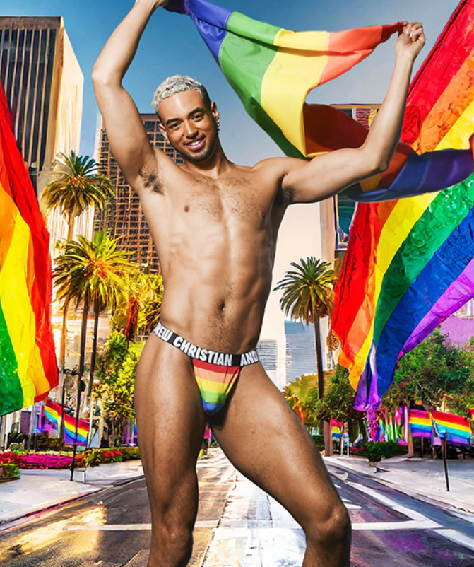 PRIDE STRIPE THONG W/ ALMOST NAKED®
